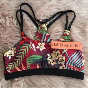 NEW MINKPINK Move Floral Palms Strappy Sports Bra